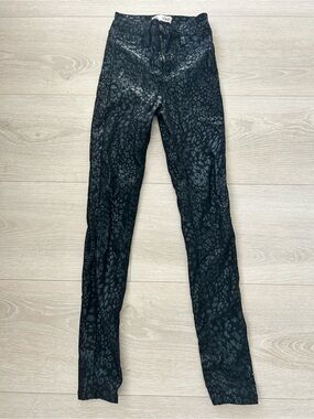 Ymi Black Leopard-Effect Metallic Skinny Jeans